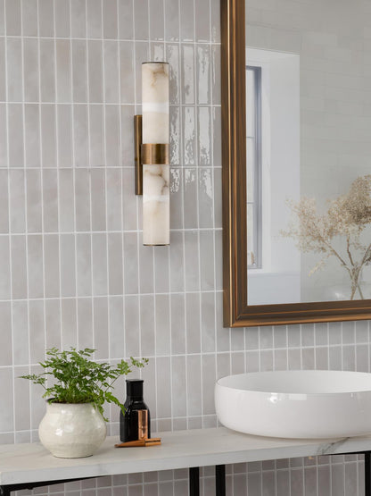 Eneco Bthroom Wall Light Bronze and Alabaster IP44