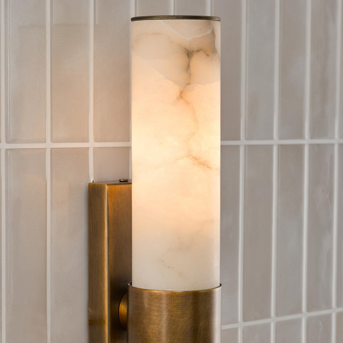 Eneco Bthroom Wall Light Bronze and Alabaster IP44
