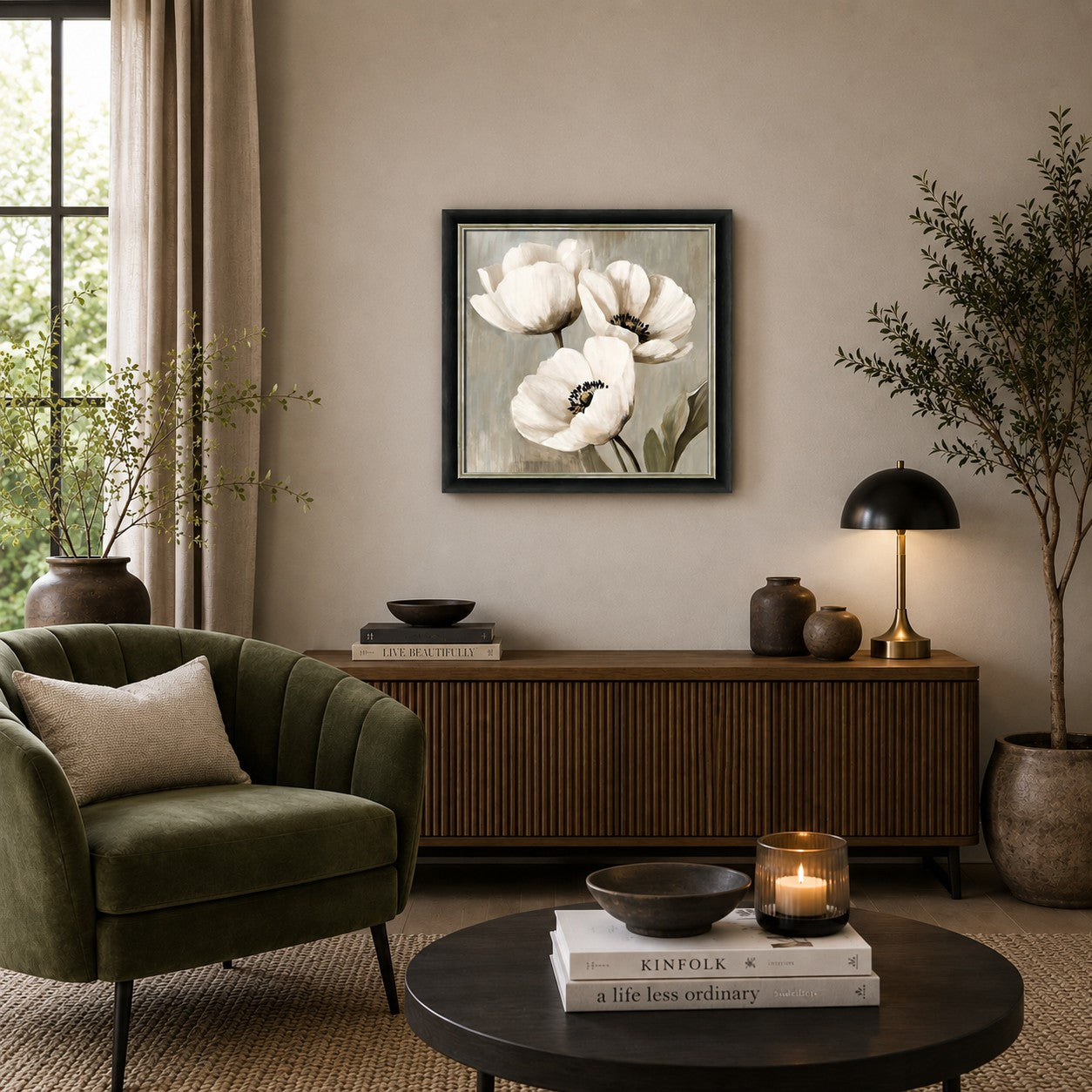 Floral Framed Wall Art – 70 x 70 cm