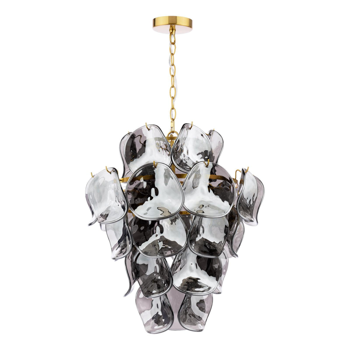 Genoa 8 Light Pendant Natural Brass and Smoked Glass
