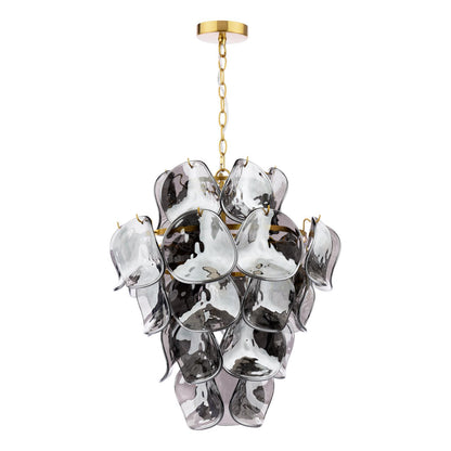 Genoa 8 Light Pendant Natural Brass and Smoked Glass