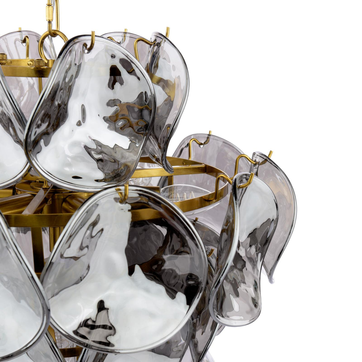 Genoa 8 Light Pendant Natural Brass and Smoked Glass
