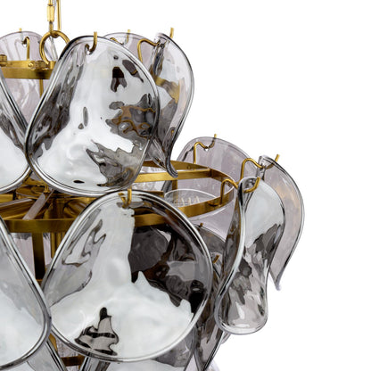 Genoa 8 Light Pendant Natural Brass and Smoked Glass
