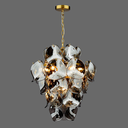 Genoa 8 Light Pendant Natural Brass and Smoked Glass