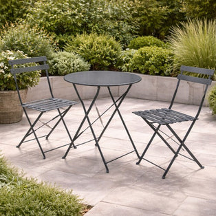 Metal Folding Bistro Set Grey