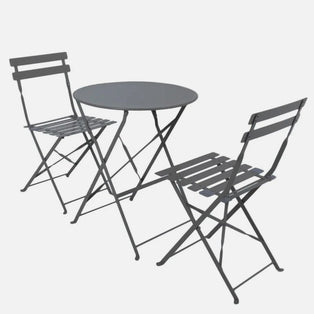 Metal Folding Bistro Set Grey