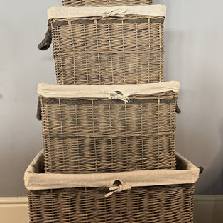 Wovenhill Wicker Grey Wash Storage Basket with Lining