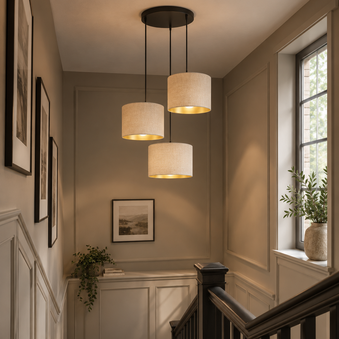 Hilde 3 Light Pendant Black & White