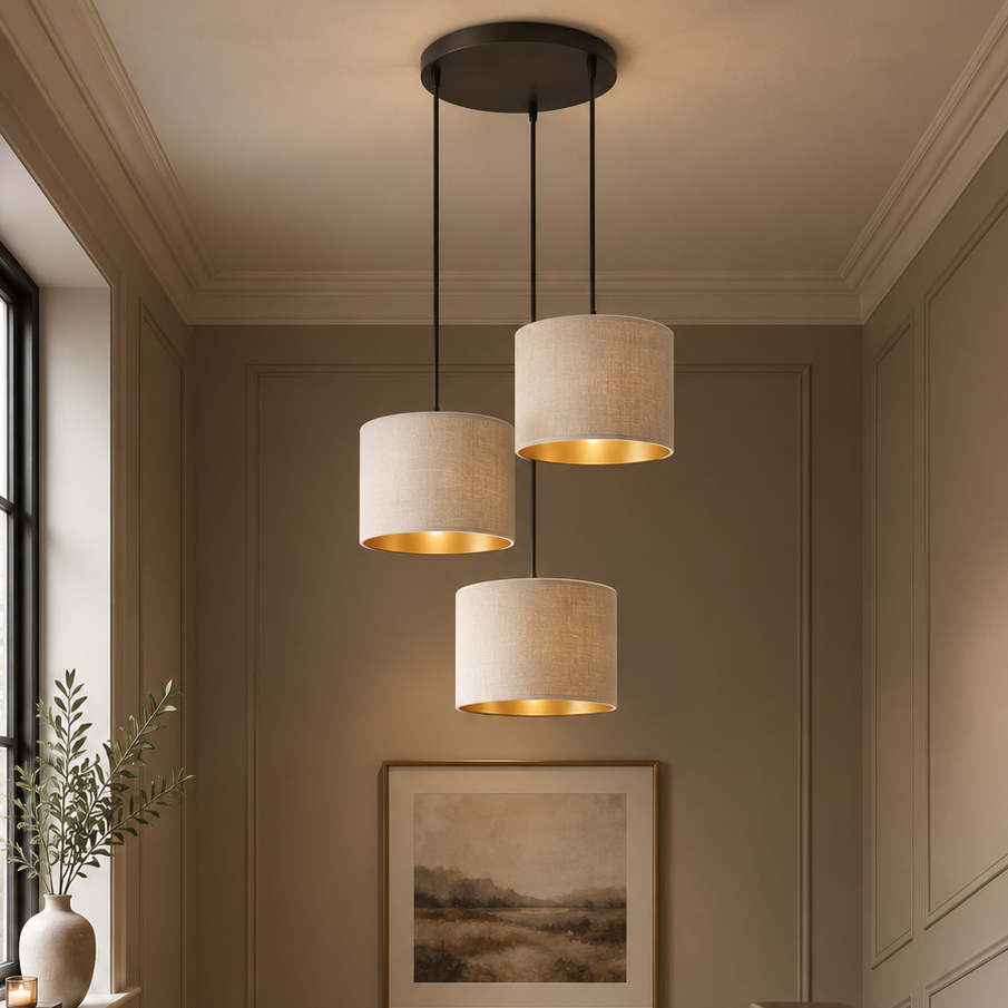 Hilde 3 Light Pendant Black & White