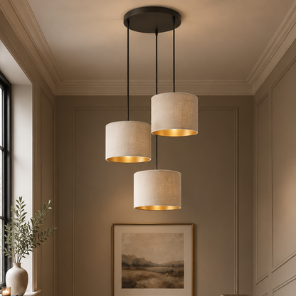 Hilde 3 Light Pendant Black & White