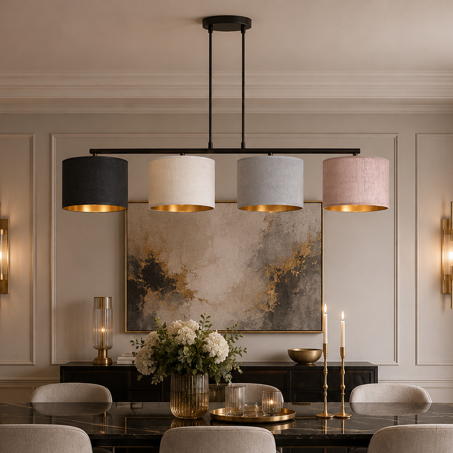 Hilde 4 Light Pendant Black With Neutral Shades