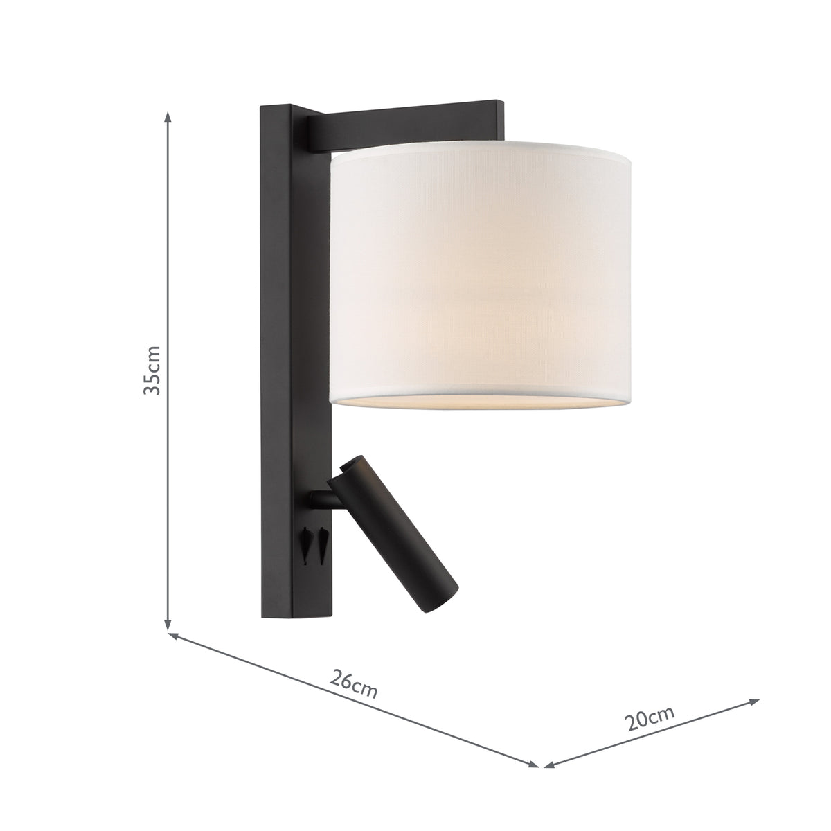 Itala Wall Light Matt Black With Shade LED