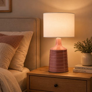 Inci Twin Pack Pink Cermaic Table Lamps