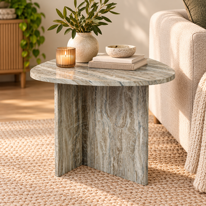Isidro Side Table Brown Stone Effect