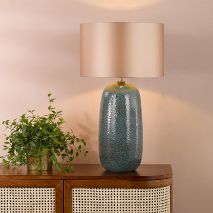Jadis Table Lamp Blue Ceramic With Taupe Shade
