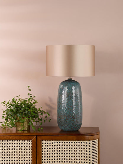 Jadis Table Lamp Blue Ceramic With Taupe Shade