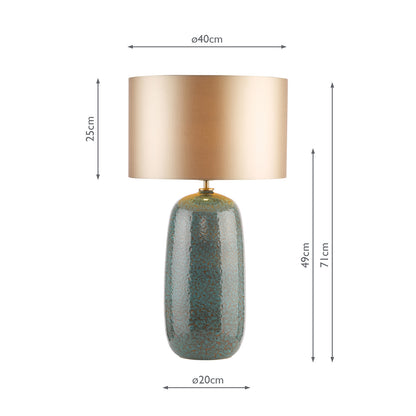 Jadis Table Lamp Blue Ceramic With Taupe Shade