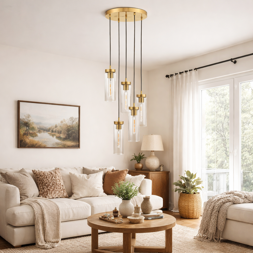 Jodelle 5 Light Polished Bronze Cluster Ceiling Pendant