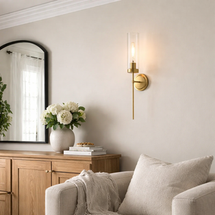Stella Polished Bronze & Glass Wall Light