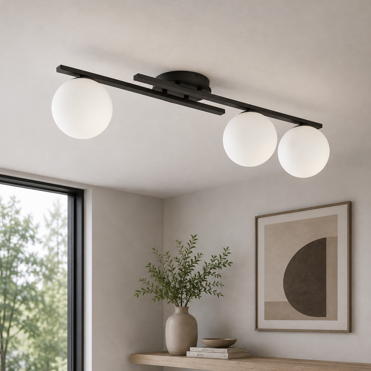 Kairo 3 Light Semi Flush Black & White