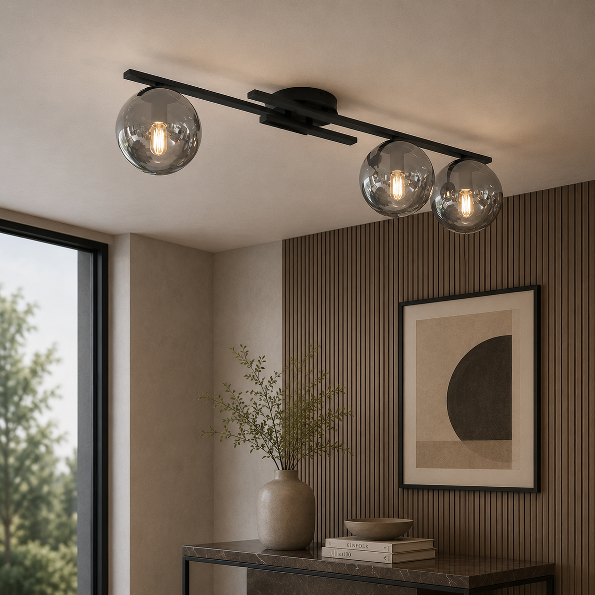 Kairo 3 Light Semi Flush Black & Graphite