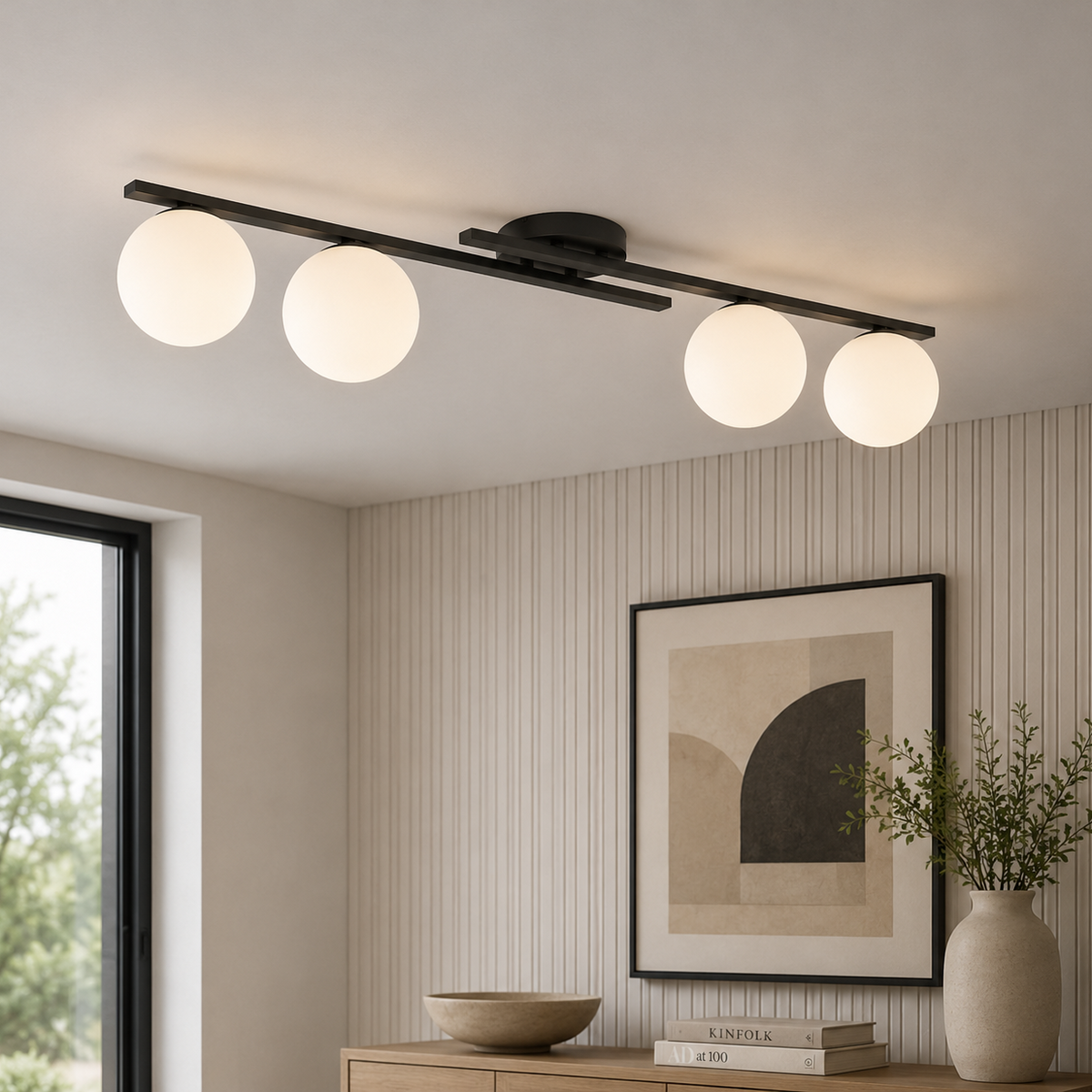 Kairo 4 Light Semi Flush Black & White