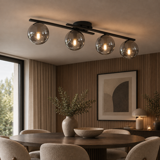 Kairo 4 Light Semi Flush Black & Graphite