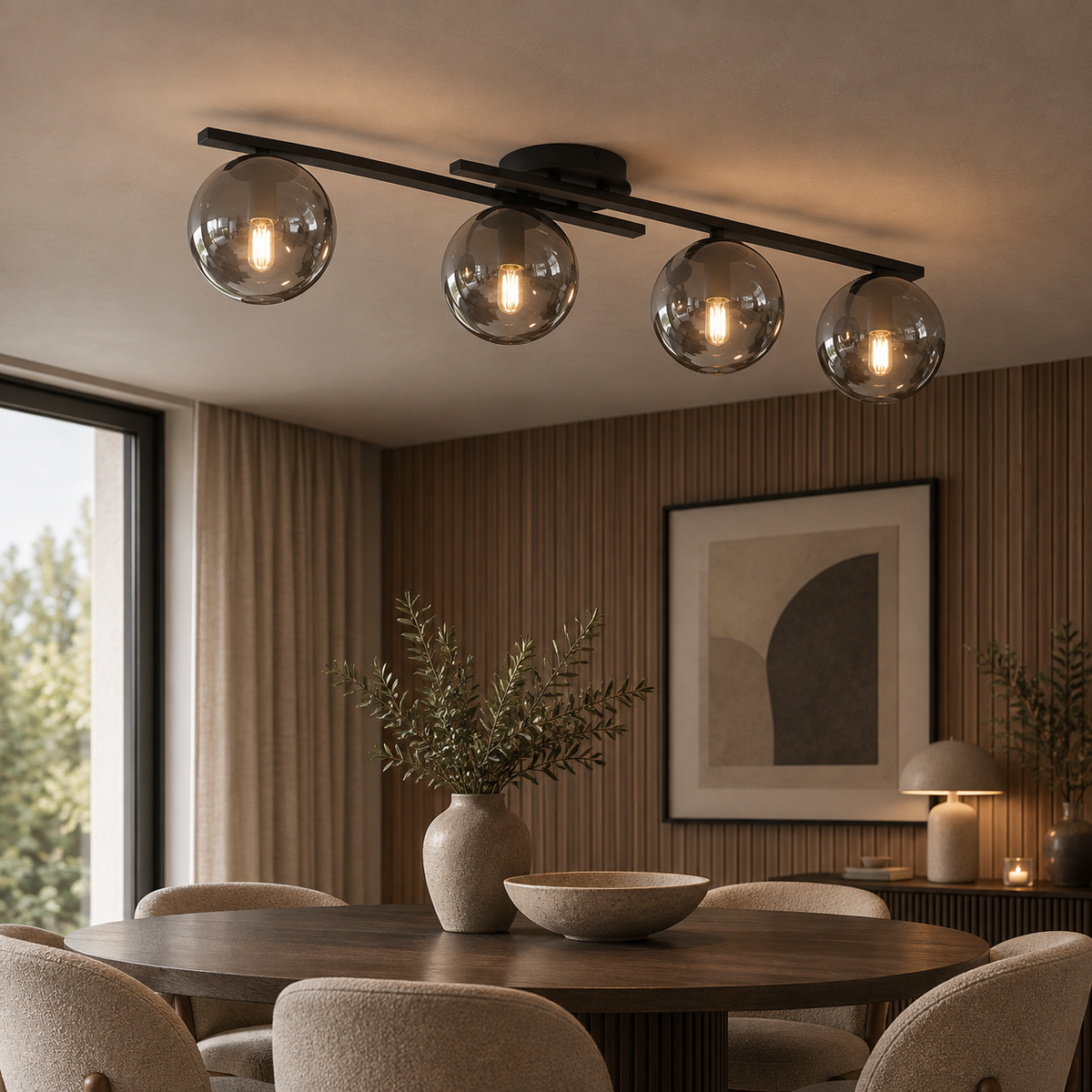 Kairo 4 Light Semi Flush Black & Graphite