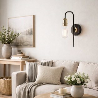 Oliver Black & Antique Brass Wall Light