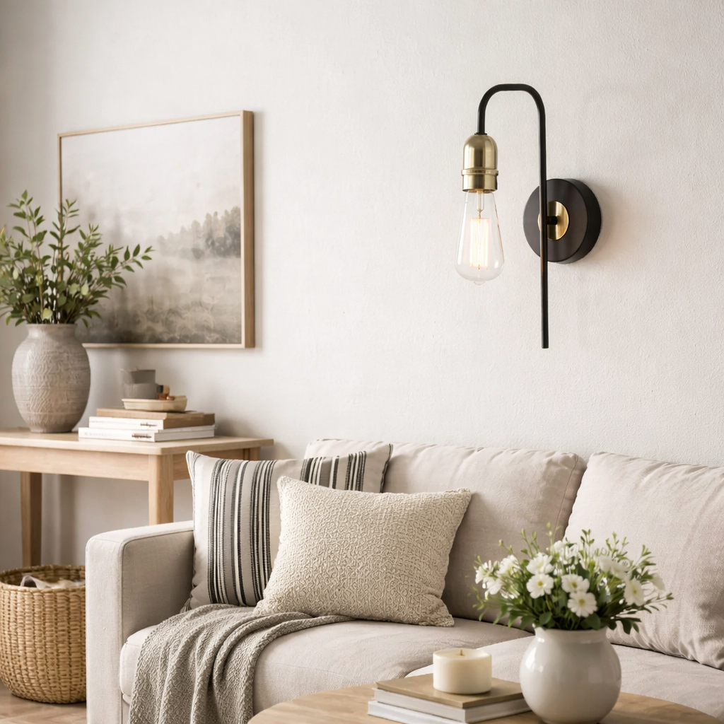 Oliver Black & Antique Brass Wall Light