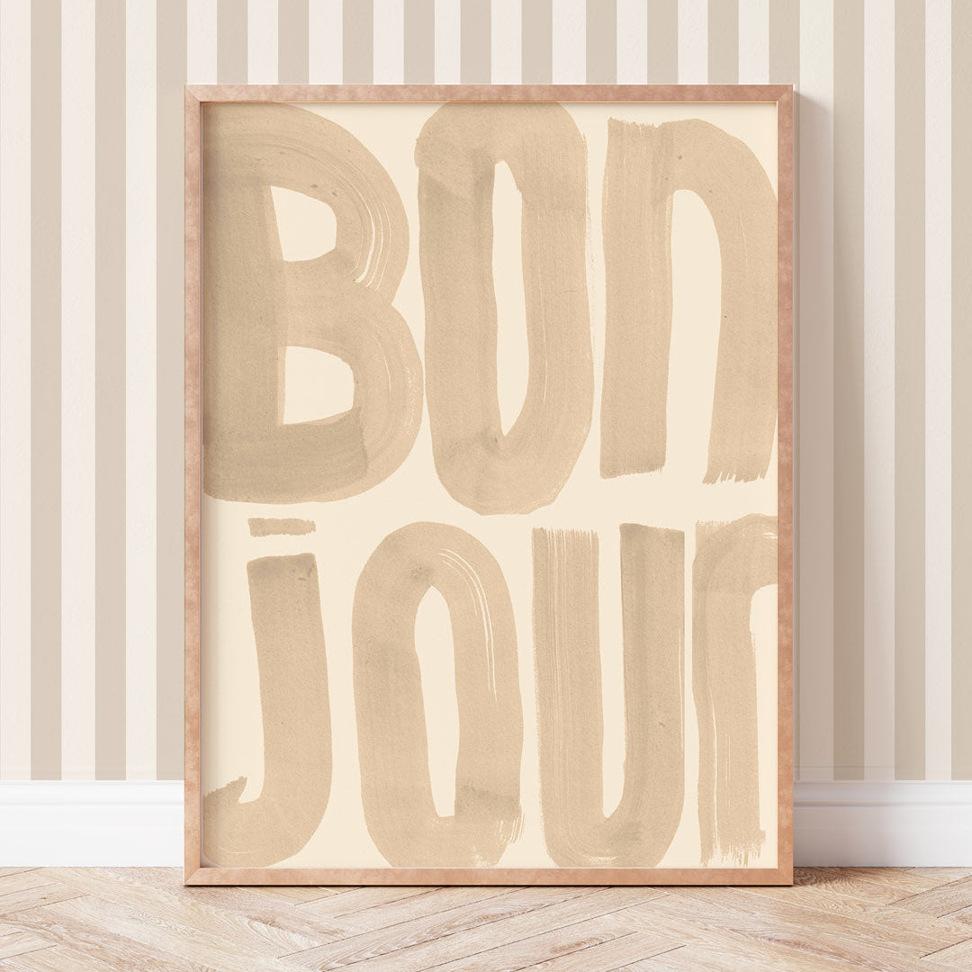 Bonjour Typography Print