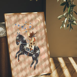 Catching Stars Cowgirl Art Print