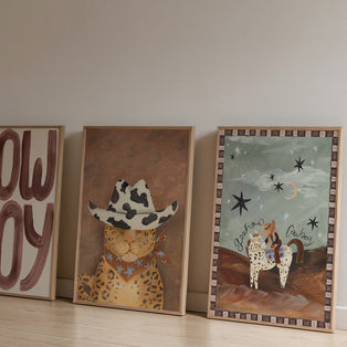 Howdy Leopard Cowboy Art Print