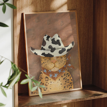 Howdy Leopard Cowboy Art Print