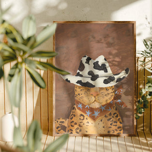 Howdy Leopard Cowboy Art Print