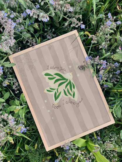I Adore You Green Art Print