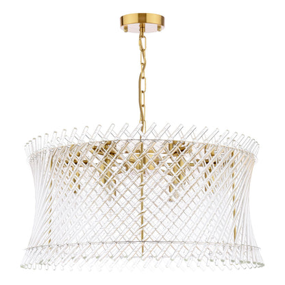 Loire 6 Light Pendant Brass and Glass