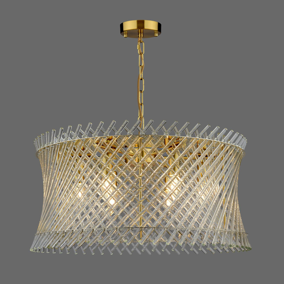 Loire 6 Light Pendant Brass and Glass