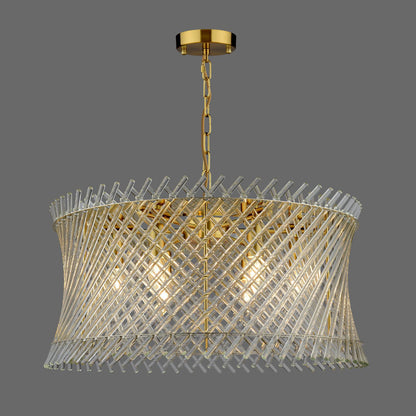 Loire 6 Light Pendant Brass and Glass