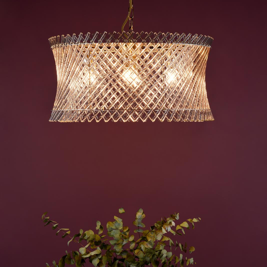 Loire 6 Light Pendant Brass and Glass