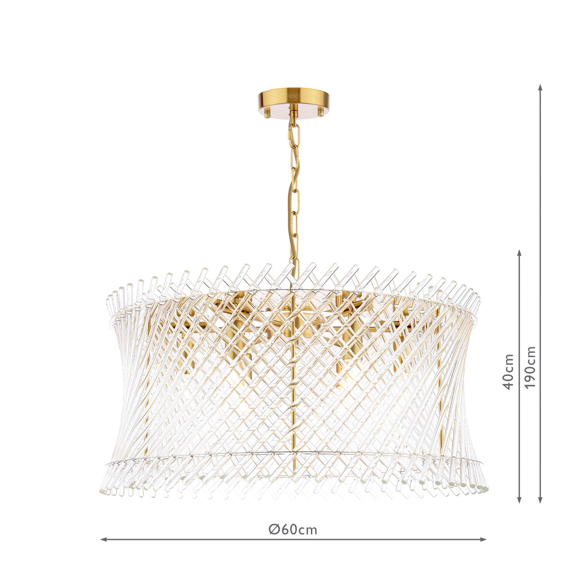 Loire 6 Light Pendant Brass and Glass