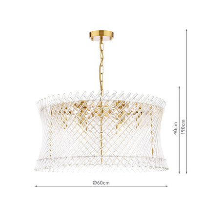 Loire 6 Light Pendant Brass and Glass