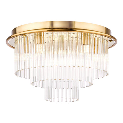 Lukas 6 Light Flush Antique Gold and Glass