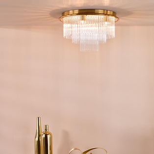 Lukas 6 Light Flush Antique Gold and Glass