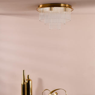 Lukas 6 Light Flush Antique Gold and Glass