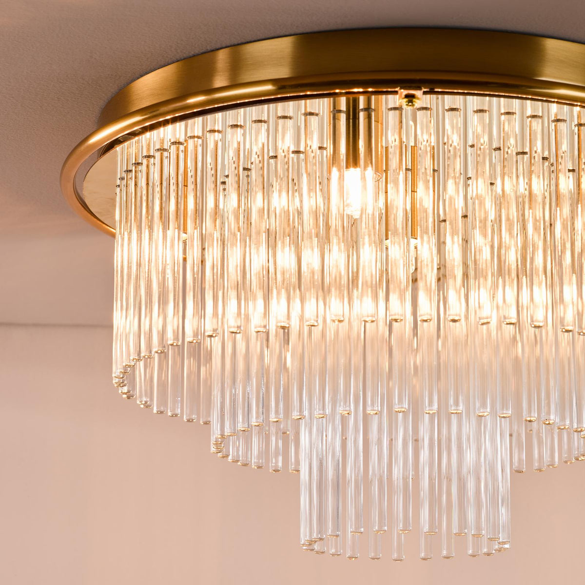 Lukas 6 Light Flush Antique Gold and Glass