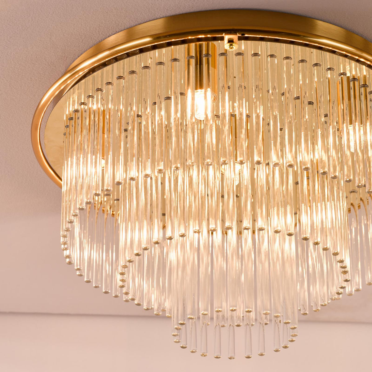 Lukas 6 Light Flush Antique Gold and Glass