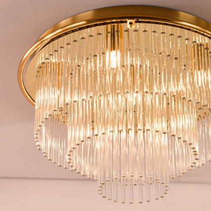 Lukas 6 Light Flush Antique Gold and Glass