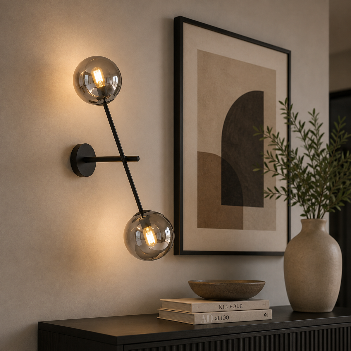 Linear 2 Light Wall Light Black & Graphite