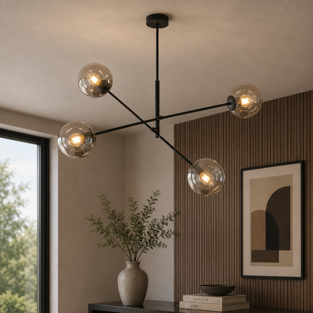 Linear 4 Light Pendant Black & Graphite